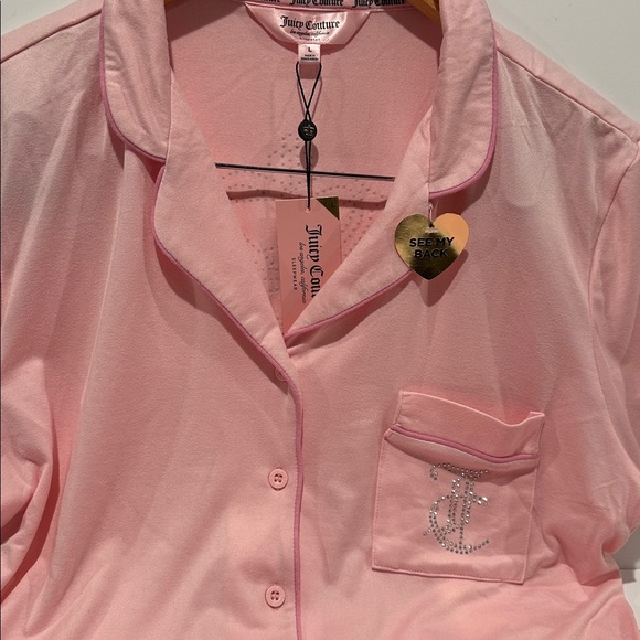 NWT Juicy Couture Short Set Sleepwear with Juicy Bling on front and back. - Picture 2 of 10